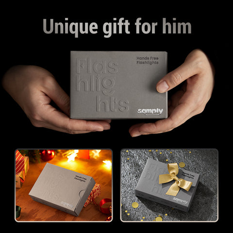samply Rechargeable LED Flashlight Ring, Hands-Free Light for Men,Fathers' Day, Christmas, Birthday Gift for Dad, Husband