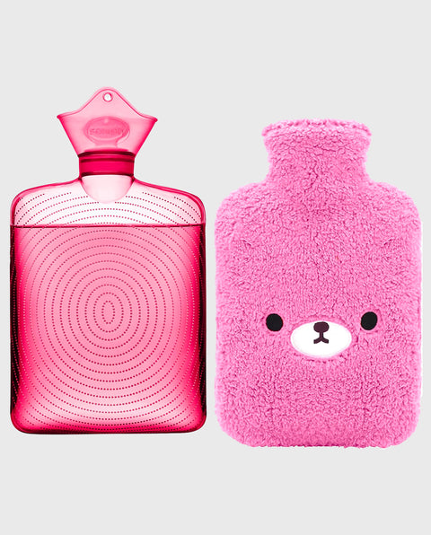 samply Hot Water Bottle with Cute Fleece Cover, 2Liter Water Bag for Hot and Cold Compress