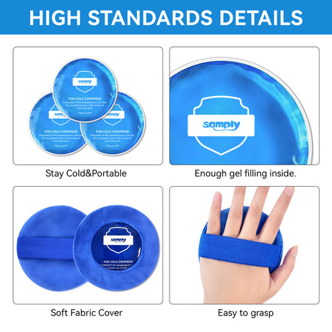 samply Small Gel Ice Packs for Boo Boos,4 Pack Mini Round Ice Packs with 2 Covers for Cold Compress