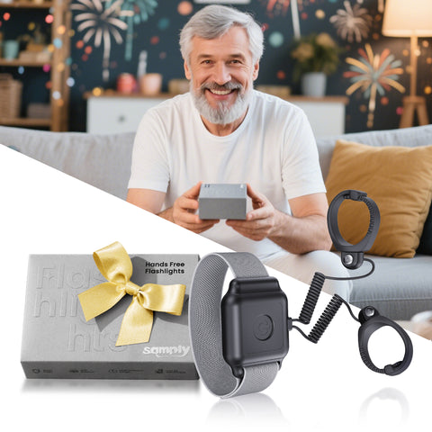 samply Rechargeable LED Flashlight Ring, Hands-Free Light for Men,Fathers' Day, Christmas, Birthday Gift for Dad, Husband