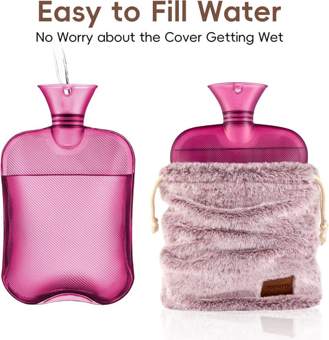 samply Hot Water Bottle with Soft Cover, 2L Hot Water Bag for Menstrual Cramps