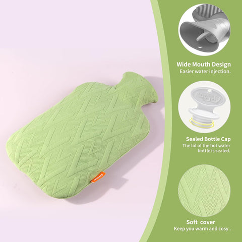 samply Hot Water Bottle with Cover, 2L Hot Water Bag for Hot and Cold Compress