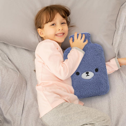 samply Hot Water Bottle with Cute Fleece Cover, 2Liter Water Bag for Hot and Cold Compress
