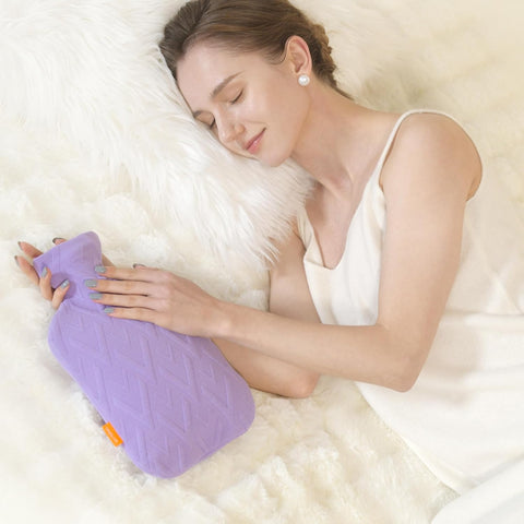 samply Hot Water Bottle with Cover, 2L Hot Water Bag for Hot and Cold Compress