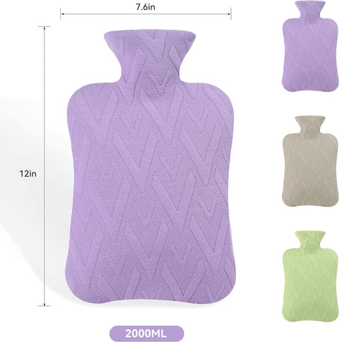 samply Hot Water Bottle with Cover, 2L Hot Water Bag for Hot and Cold Compress