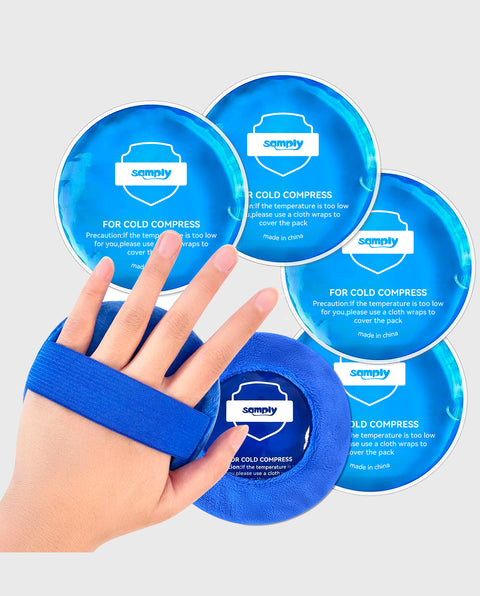samply Small Gel Ice Packs for Boo Boos,4 Pack Mini Round Ice Packs with 2 Covers for Cold Compress