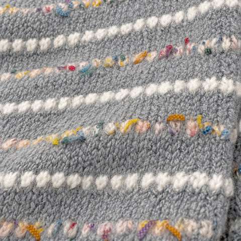 samply Women’s Knit Winter Scarf, Soft Gray Scarf with Colorful Textured Stripes
