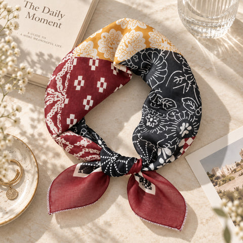 samply Women’s Vintage Print Head Scarf Bandana, Lightweight Hair Scarf for Everyday Style
