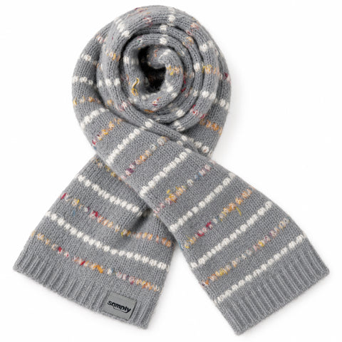 samply Women’s Knit Winter Scarf, Soft Gray Scarf with Colorful Textured Stripes
