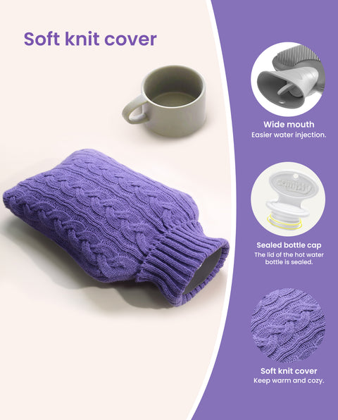 samply Hot Water Bottle with Knitted Cover