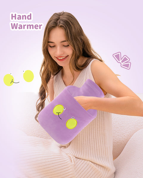 samply 2Pcs 2L Hot Water Bottle with Cute Fleece Cover