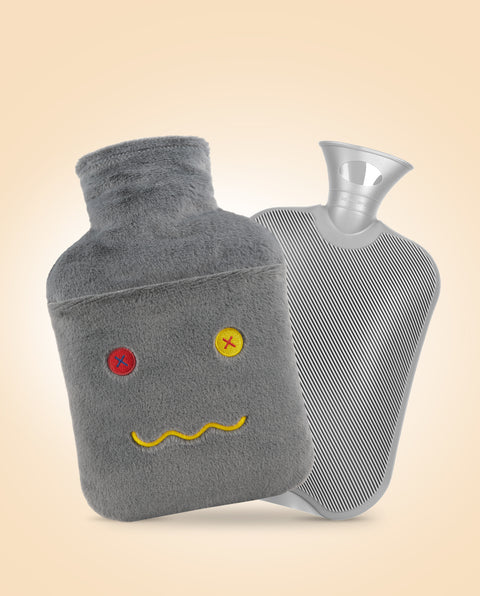 samply 2Pcs 2L Hot Water Bottle with Cute Fleece Cover