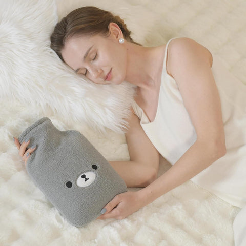 samply Hot Water Bottle with Cute Fleece Cover, 2Liter Water Bag for Hot and Cold Compress