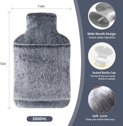 samply Hot Water Bottle with Cover - 2L Hot Water Bag with Hand Pocket, for Hand Feet Warmer