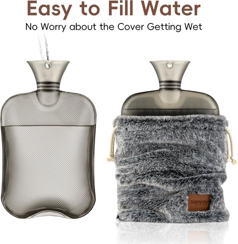 samply Hot Water Bottle with Soft Cover, 2L Hot Water Bag for Menstrual Cramps