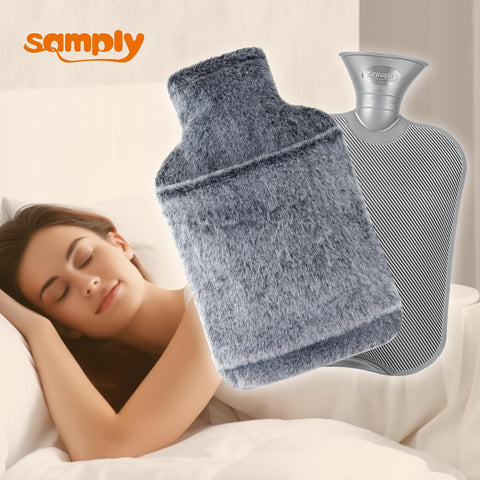 samply Hot Water Bottle with Cover - 2L Hot Water Bag with Hand Pocket, for Hand Feet Warmer