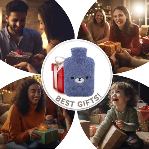 samply Hot Water Bottle with Cute Fleece Cover, 2Liter Water Bag for Hot and Cold Compress