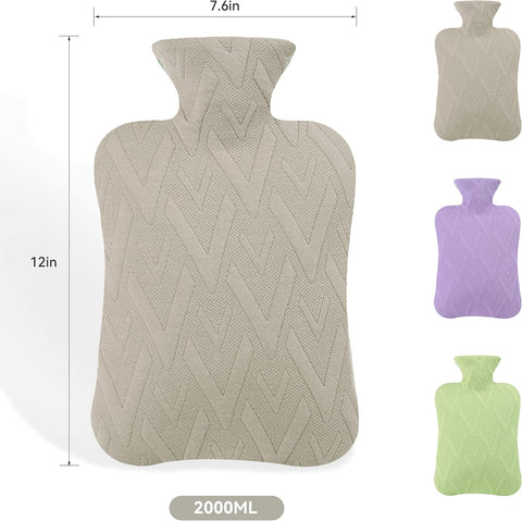 samply Hot Water Bottle with Cover, 2L Hot Water Bag for Hot and Cold Compress