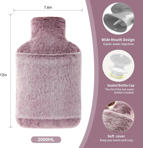 samply Hot Water Bottle with Cover - 2L Hot Water Bag with Hand Pocket, for Hand Feet Warmer